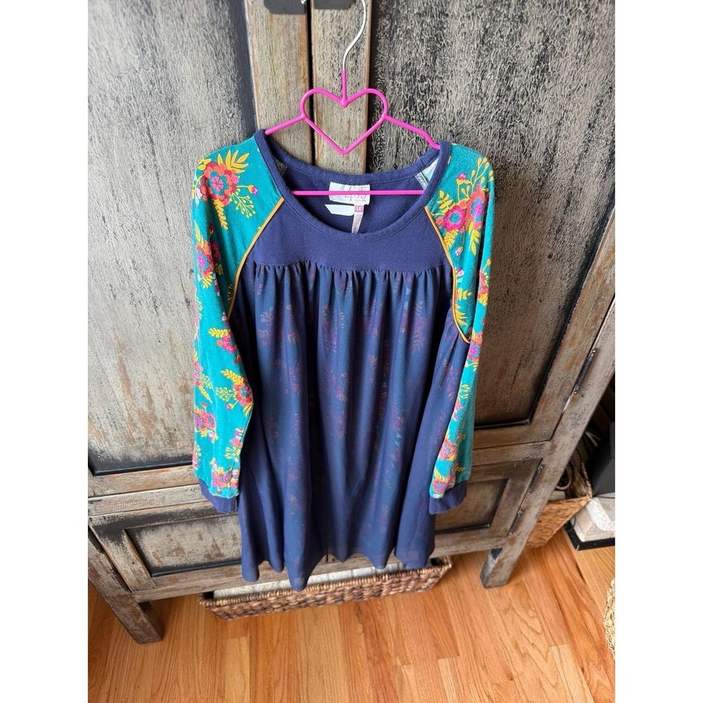 Matilda Jane 435 Time to Dance dress navy blue sheer mesh overlay girls 13